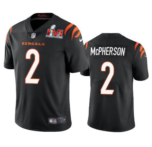 Nike Bengals Men & Women & Youth 2 Evan McPherson Black 2022 Super Bowl LVI Vapor Limited Jersey