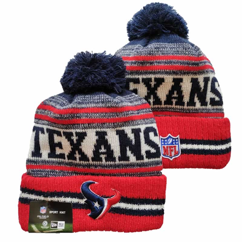 Texans Team Logo Red and Gray Pom Cuffed Knit Hat YD