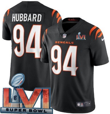 Nike Bengals Men & Women & Youth 94 Sam Hubbard Limited Black 2022 Super Bowl LVI Bound Vapor Jersey
