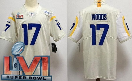 Nike Rams Men & Women & Youth 17 Robert Woods Limited Bone 2022 Super Bowl LVI Bound Vapor Jersey