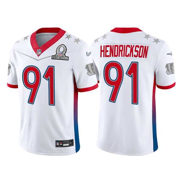 Cincinnati Bengals 91 Trey Hendrickson 2022 White AFC Pro Bowl Jersey Dyin