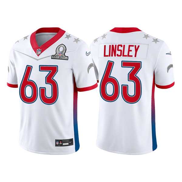 Los Angeles Chargers 63 Corey Linsley 2022 White AFC Pro Bowl Jersey Dyin
