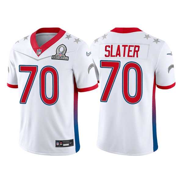 Los Angeles Chargers 70 Rashawn Slater 2022 White AFC Pro Bowl Jersey Dyin