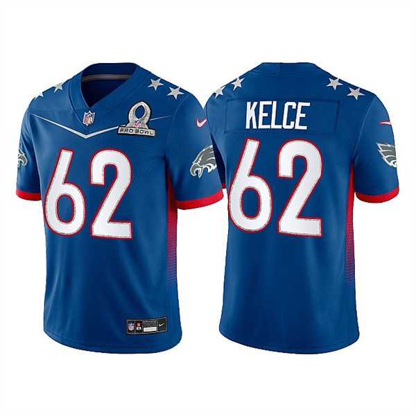 Philadelphia Eagles 62 Jason Kelce Blue 2022 NFC Pro Bowl Limited Jersey Dyin