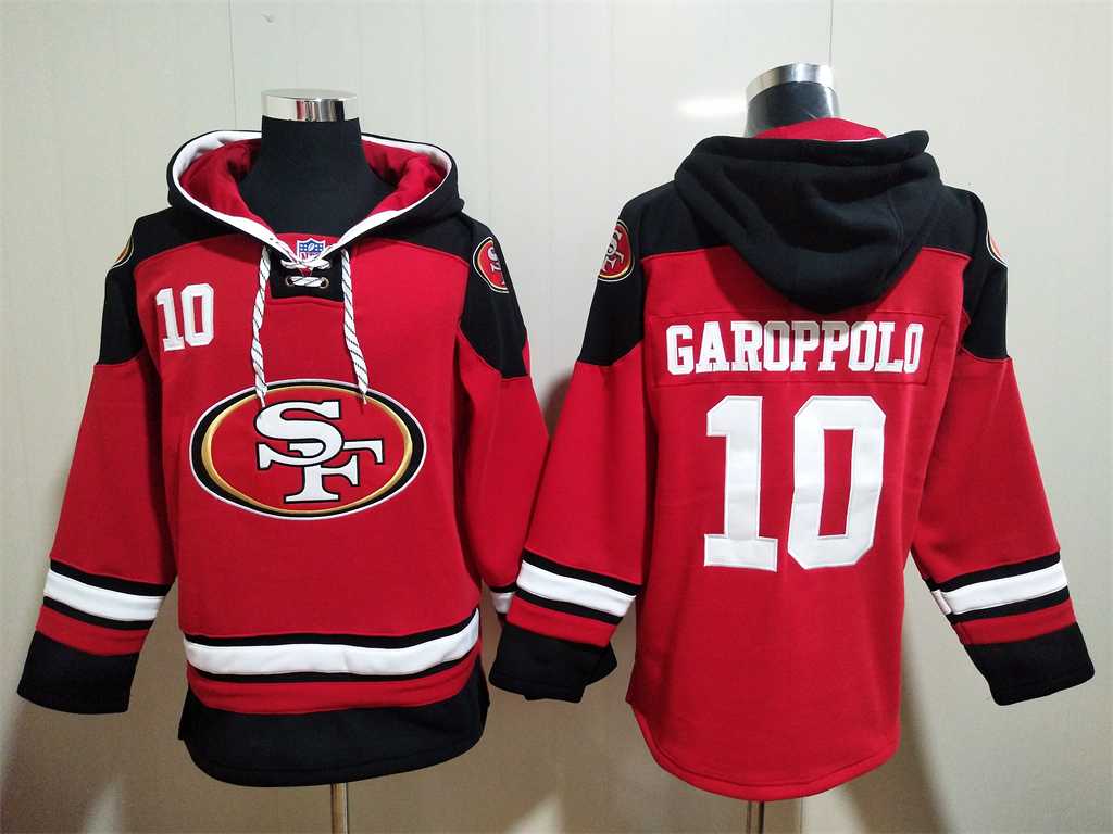 49ers 10 Jimmy Garoppolo Red All Stitched Sweatshirt Hoodie
