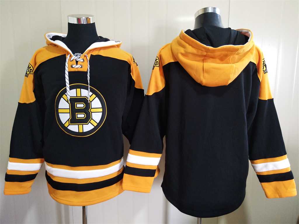 Bruins Customized Mens's Black All Stitched Sweatshirt Hoodie