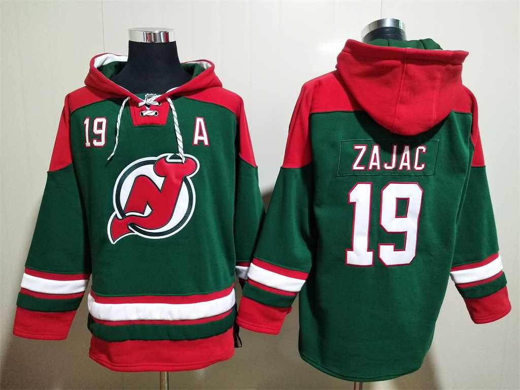 Devils 19 Travis Zajac Green All Stitched Sweatshirt Hoodie
