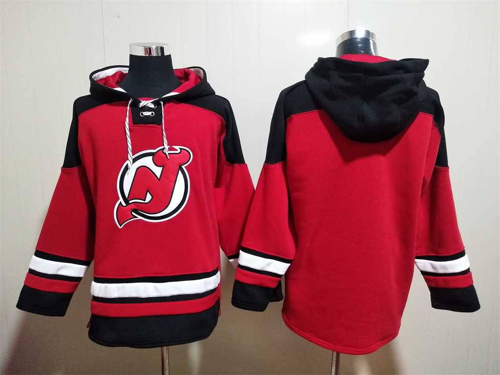 Devils Customized Mens's Red All Stitched Sweatshirt Hoodie