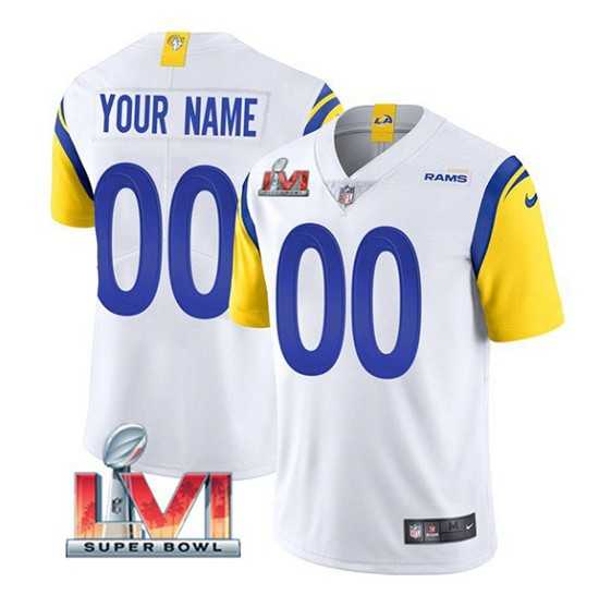 Nike Rams Customized Men & Women & Youth White 2022 Super Bowl LVI Vapor Limited Jersey