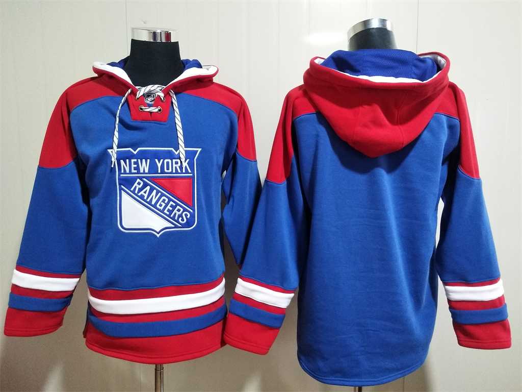 Rangers Customized Mens's Blue All Stitched Sweatshirt Hoodie