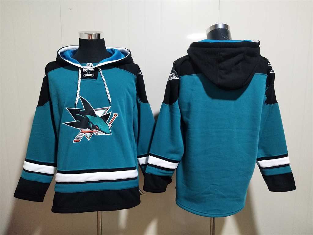 Sharks Customized Mens's Teal All Stitched Sweatshirt Hoodie