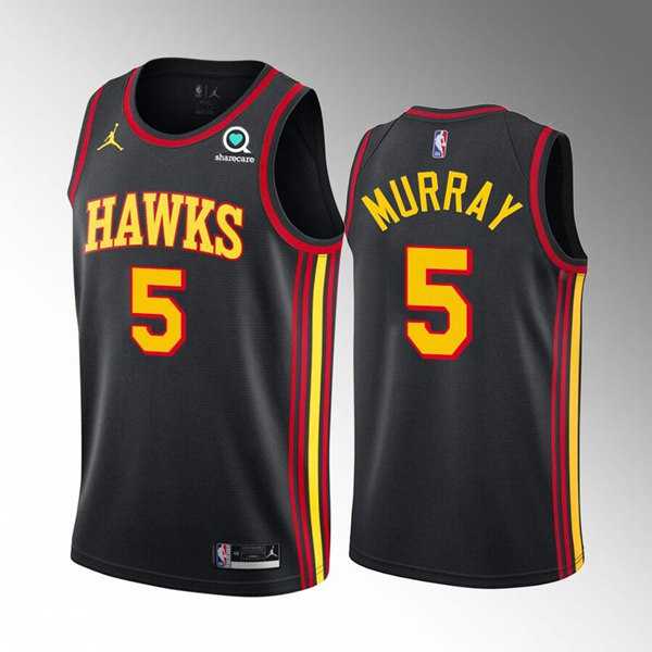 Atlanta Hawks #5 Dejounte Murray Black Stitched Jersey Dzhi