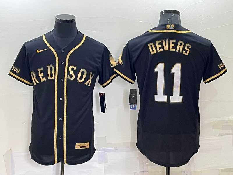 Boston Red Sox #11 Rafael Devers Black Gold Stitched MLB Flexbase Nike Jersey