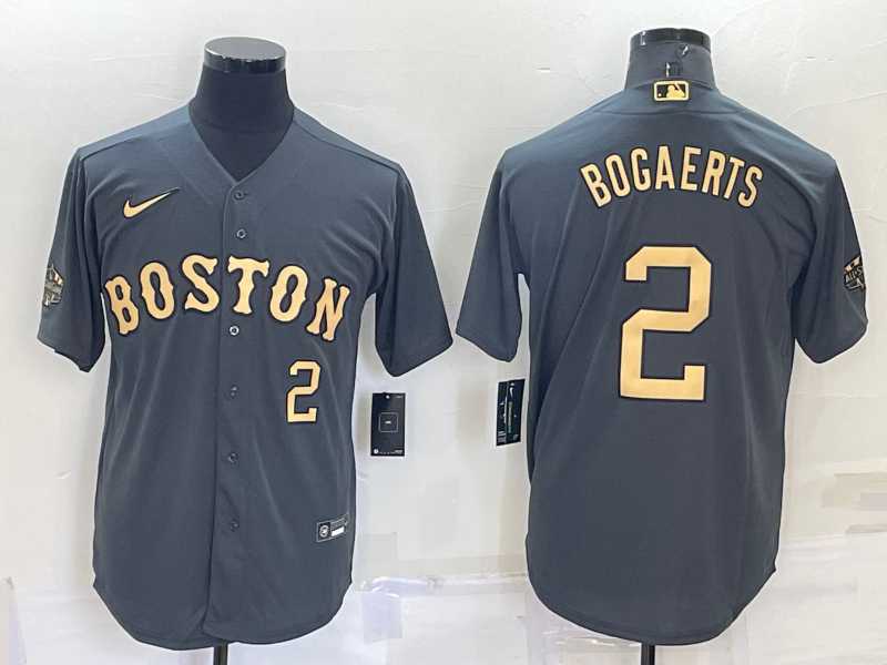 Boston Red Sox #2 Xander Bogaerts Number Grey 2022 All Star Stitched Cool Base Nike Jersey