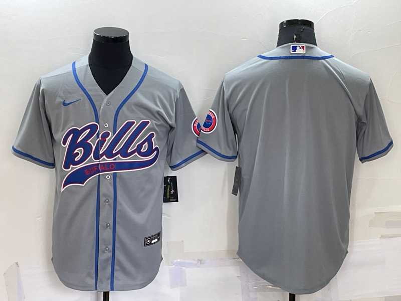 Buffalo Bills Blank Grey Men's Stitched MLB Cool Base Nike Baseball Jersey