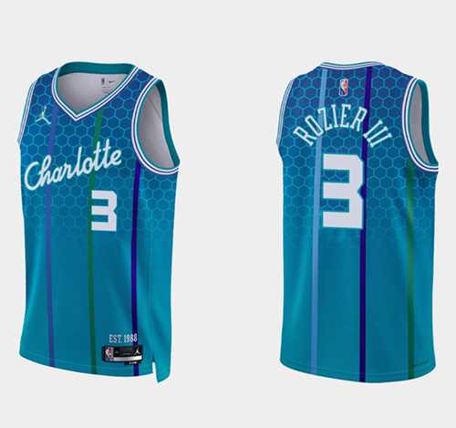 Charlotte Hornets #3 Terry Rozier III Blue 75th Anniversary City Stitched Basketball Jersey Dzhi