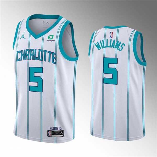 Charlotte Hornets #5 Mark Williams 2022 Draft White Stitched Basketball Jersey Dzhi