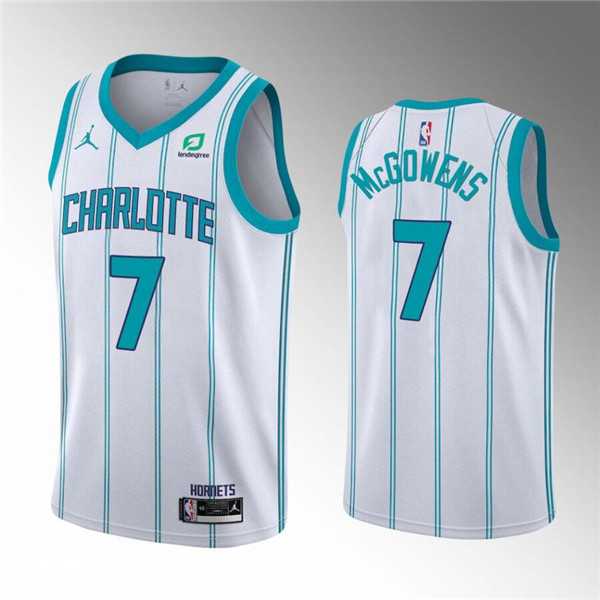 Charlotte Hornets #7 Bryce McGowens 2022 Draft White Stitched Basketball Jersey Dzhi