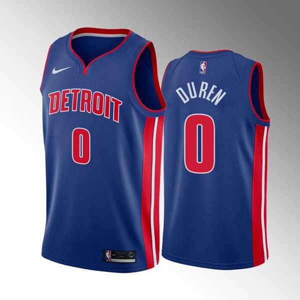 Detroit Pistons #0 Jalen Duren 2022 Draft Blue Basketball Stitched Jersey Dzhi