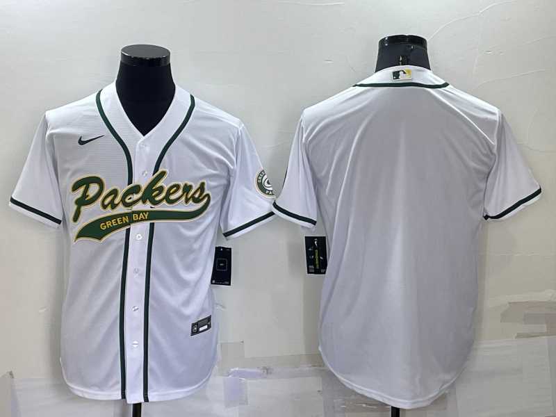 Green Bay Packers Blank White Men's Stitched MLB Cool Base Nike Baseball Jersey