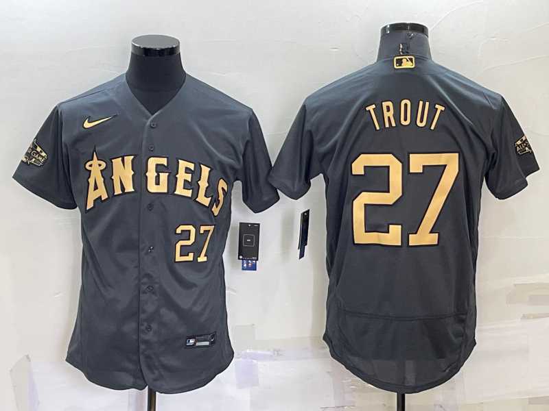 Los Angeles Angels #27 Mike Trout Number Grey 2022 All Star Stitched Flexbase Nike Jersey