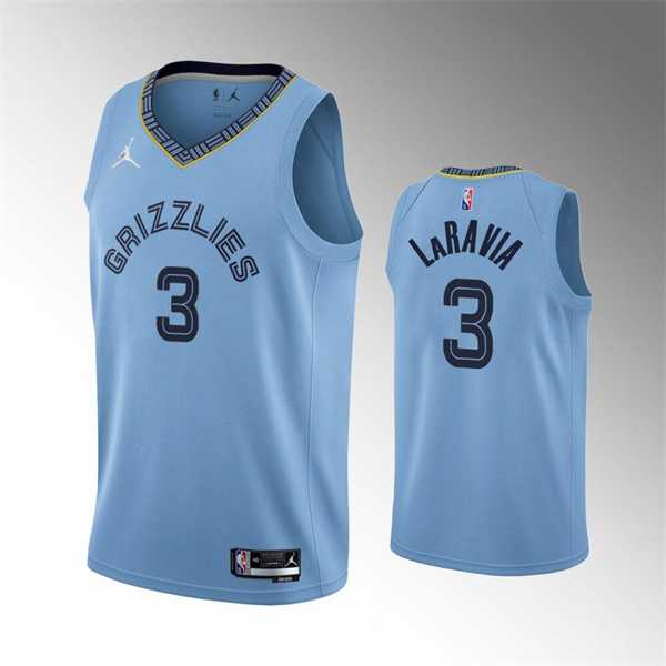 Memphis Grizzlies #3 Jake LaRavia 75th Anniversary Statement Edition Light Blue Stitched Basketball Jersey Dzhi