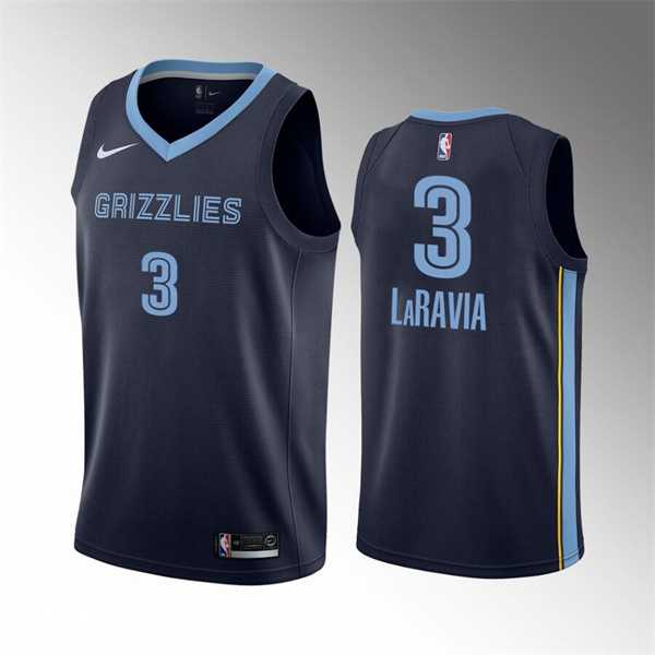 Memphis Grizzlies #3 Jake LaRavia 75th Anniversary Statement Edition Navy Stitched Basketball Jersey Dzhi