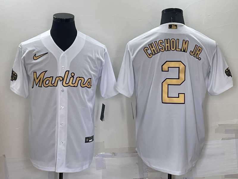 Miami Marlins #2 Jazz Chisholm Jr White 2022 All Star Stitched Cool Base Nike Jersey