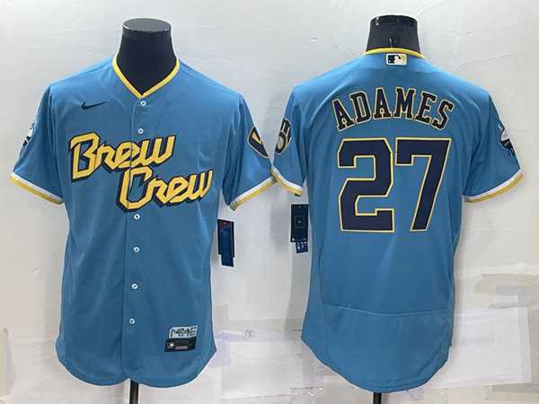 Milwaukee Brewers #27 Willy Adames 2022 Powder Blue City Connect Flexbase Stitched Jersey
