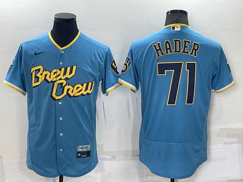 Milwaukee Brewers #71 Josh Hader Blue 2022 City Connect Flexbase Stitched Jersey