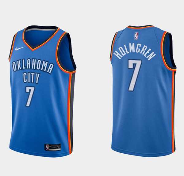 Oklahoma City Thunder #7 Chet Holmgren 2022 Draft Blue Stitched NBA Jersey Dzhi