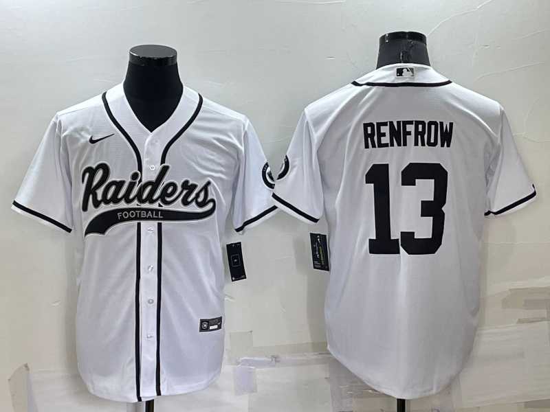 Raiders #13 Hunter Renfrow White Men's Stitched MLB Cool Base Nike Baseball Jersey (2)