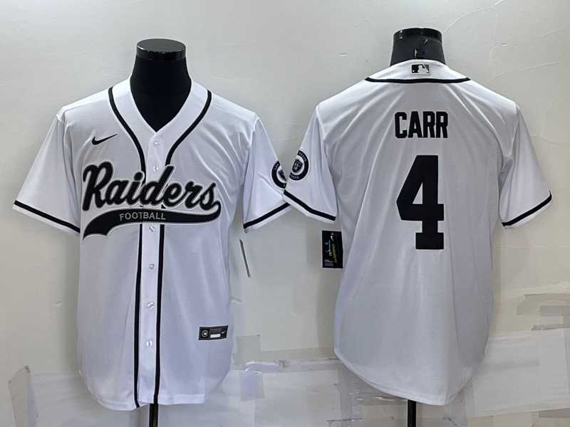 Raiders #4 Derek Carr White Men's Stitched MLB Cool Base Nike Baseball Jersey