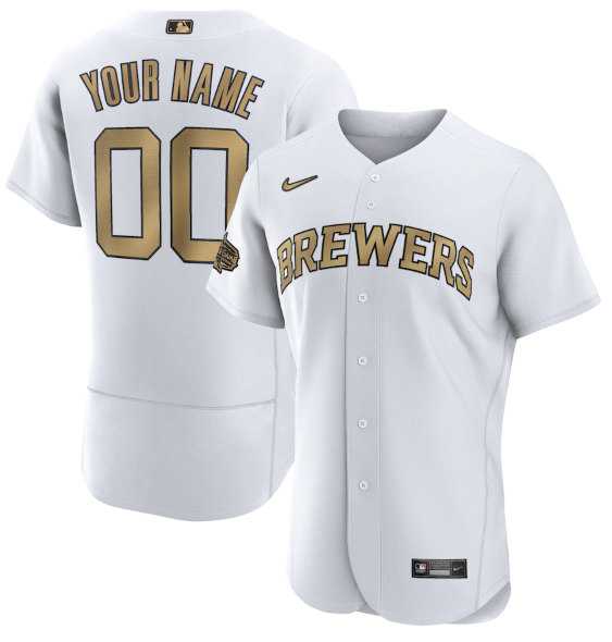 Customized Men's Milwaukee Brewers Active Player White 2022 All-Star Flex Base Stitched Jersey