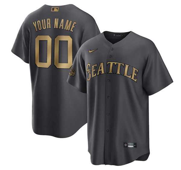 Customized Men's Seattle Mariners Active Player Charcoal 2022 All-Star Cool Base Stitched Jersey