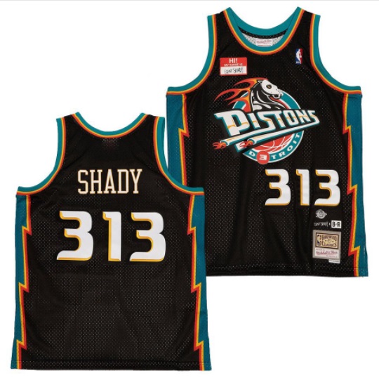 Detroit Pistons 313 Slim Shady Mitchell & Ness Throwback Remix Stitched Jersey
