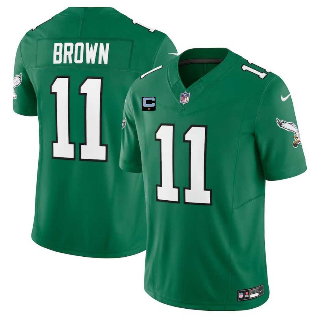 Men & Women & Youth Philadelphia Eagles #11 A. J. Brown Green 2023 F.U.S.E. With 1-Star C Patch Vapor Untouchable Limited Jersey