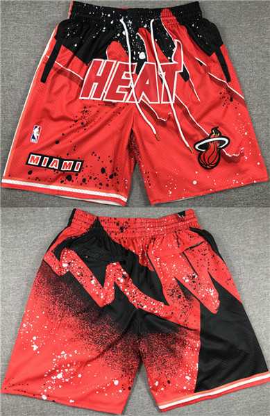 Men's Miami Heat Red Black Shorts (Run Small)