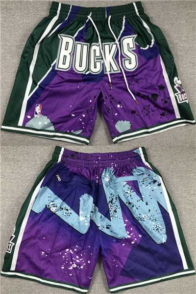 Men's Milwaukee Bucks Purple Green Shorts (Run Small)