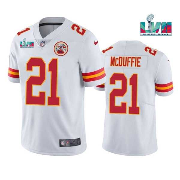 Men & Women & Youth Kansas City Chiefs #21 Trent McDuffie White Super Bowl LVII Patch Vapor Untouchable Limited Stitched Jersey
