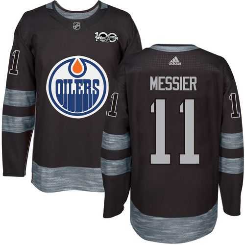 Men's Edmonton Oilers #11 Mark Messier Black 1917-2017 100th Anniversary Stitched NHL Jersey Dzhi