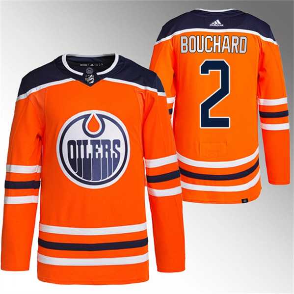 Men's Edmonton Oilers #2 Evan Bouchard Orange Stitched Jersey Dzhi