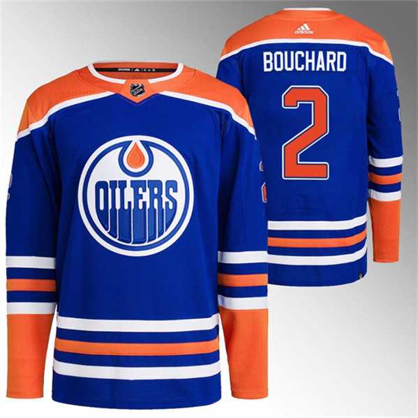 Men's Edmonton Oilers #2 Evan Bouchard Royal Stitched Jersey Dzhi