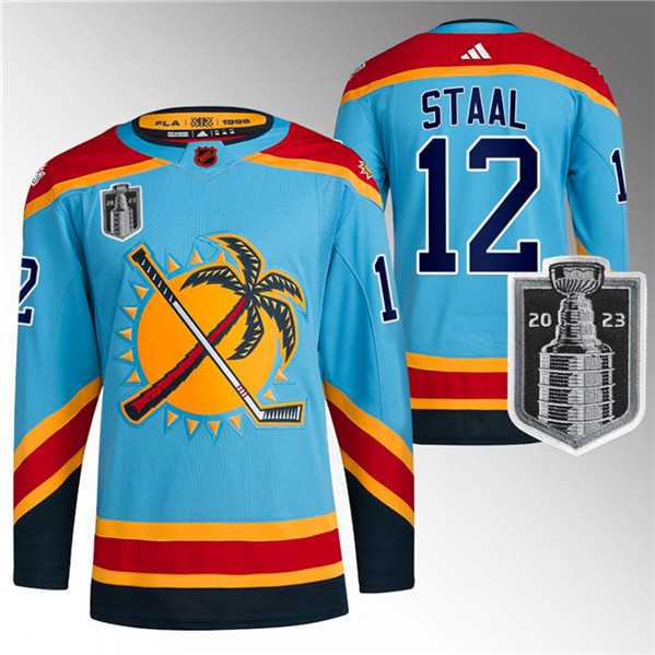 Men's Florida Panthers #12 Eric Staal Blue 2023 Stanley Cup Final Reverse Retro Stitched Jersey Dzhi
