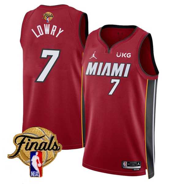 Men's Miami Heat #7 Kyle Lowry Red 2023 Finals Statement Edition Stitched Basketball Jersey Dzhi