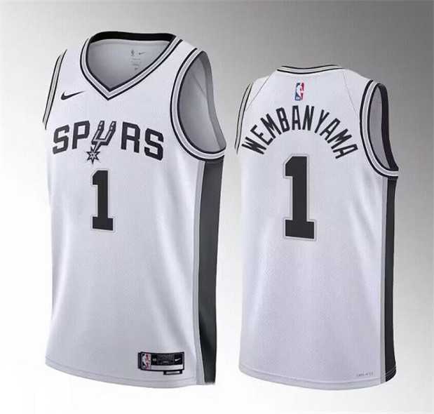 Men's San Antonio Spurs #1 Victor Wembanyama White 2022-23 Association Edition Stitched Basketball Jerseys Dzhi