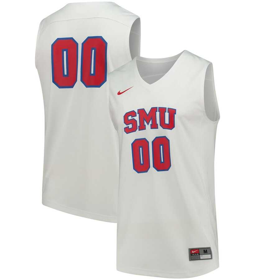 Men's Nike Custom SMU Mustangs White Performance Basketball Jersey