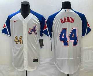 Men's Atlanta Braves #44 Hank Aaron Number White 2023 City Connect Flex Base Stitched Jerseys