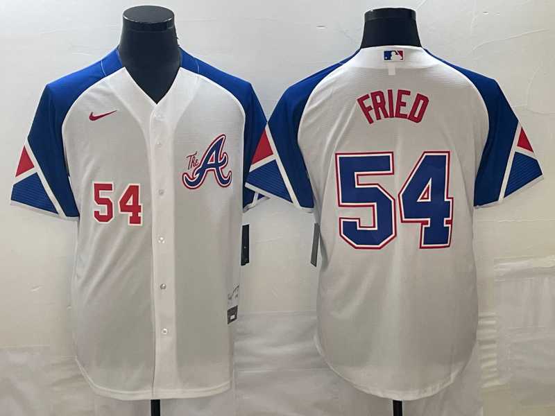 Men's Atlanta Braves #54 Max Fried Number White 2023 City Connect Cool Base Jerseys