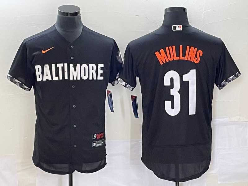 Men's Baltimore Orioles #31 Cedric Mullins Black 2023 City Connect Flex Base Stitched Jerseys